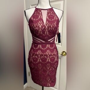 Macy's Burgundy Lace Backless Dress